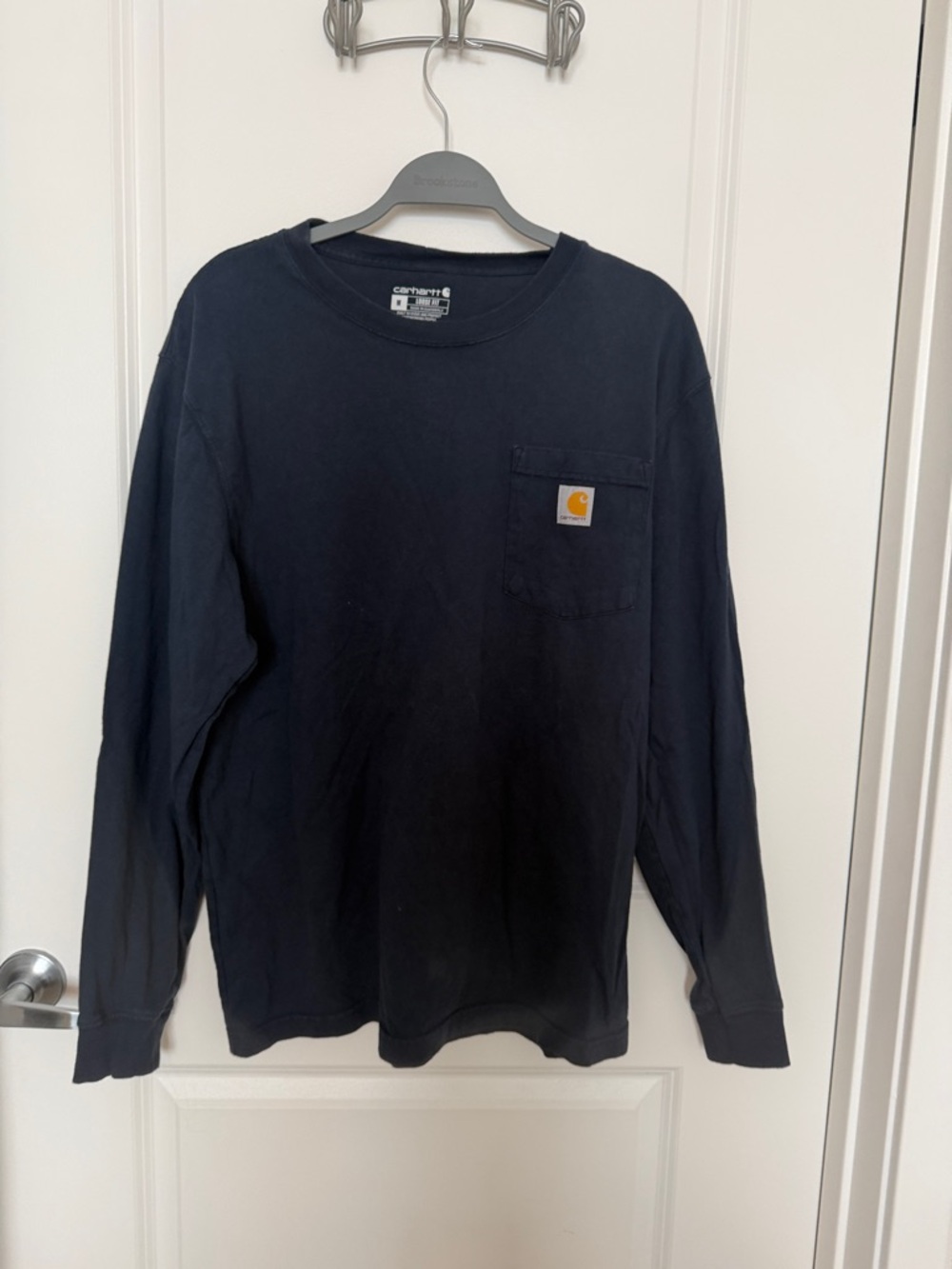 Carhartt Navy Loose Fit Long Sleeve Tee with Logo Tag